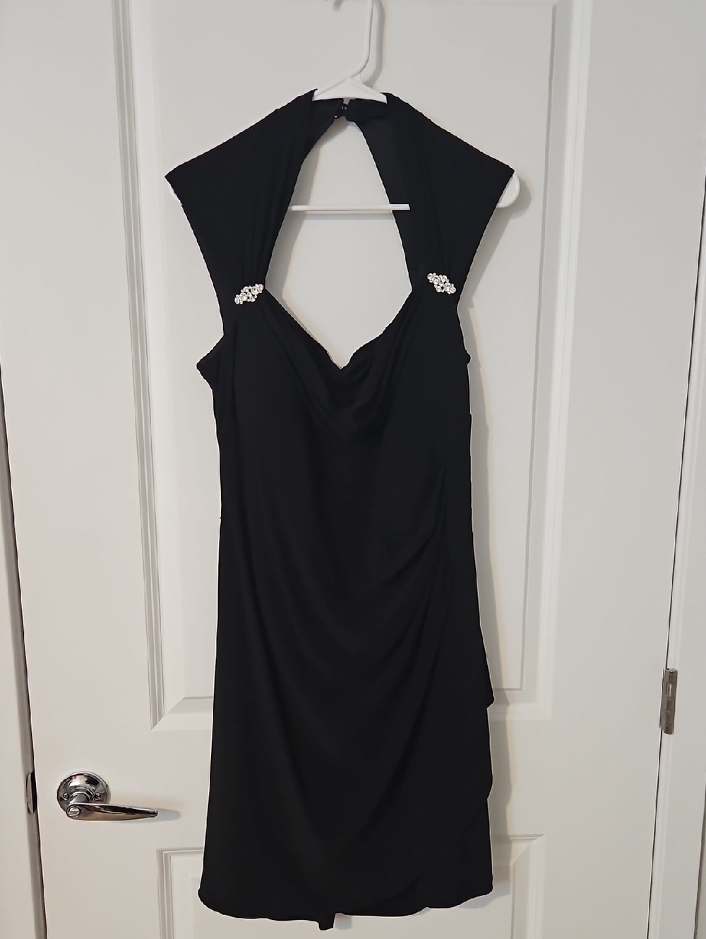 Scarlett Nite Black Sleeveless Cocktail Dress with Jewel Shoulder Accents
